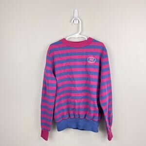 Vintage Izod Lacoste Pink & Purple Striped Sweatshirt M